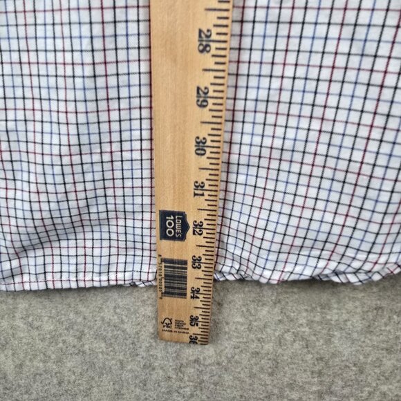 George Mens Button Down Shirt Checkered White/Red/Blue 5XL Cotton Blend Classic - Picture 6 of 7